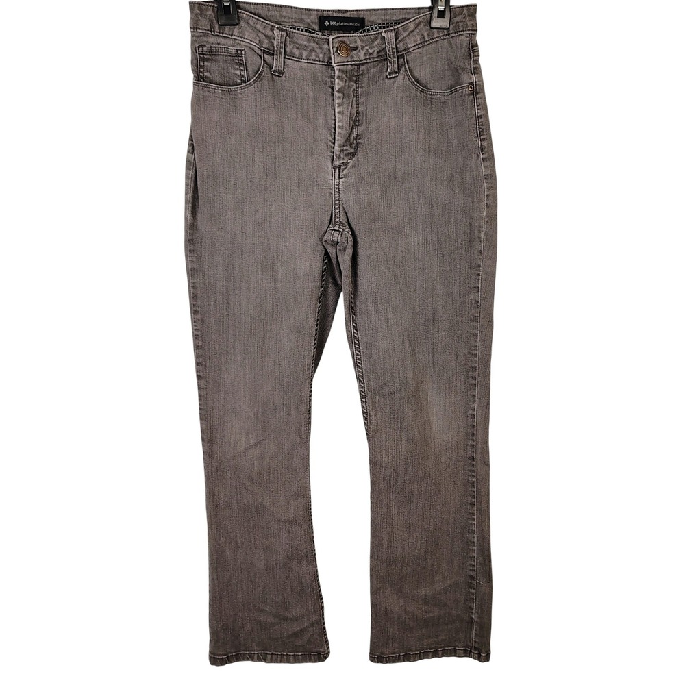Lee‎ Platinum Label Gray Straight Leg Jeans Womens 10 Short Embroidered Pockets